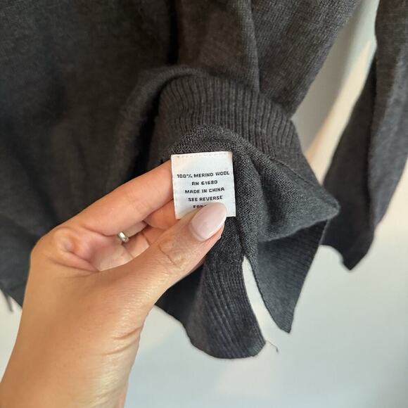 525 America Sweater Size Small Gray Solid Scoop Batwing Long Sleeve Wool 1912 - Picture 5 of 8